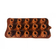 Forma silicon pentru bomboane, 15 cavitati, Diverse forme, Maro, 21 cm, 260COF