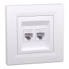 Priza RJ45 dubla UTP CAT6 Schneider Asfora alb EPH4800121