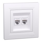 Priza RJ45 dubla UTP CAT6 Schneider Asfora alb EPH4800121