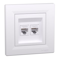 Priza RJ45 dubla UTP CAT6 Schneider Asfora alb EPH4800121