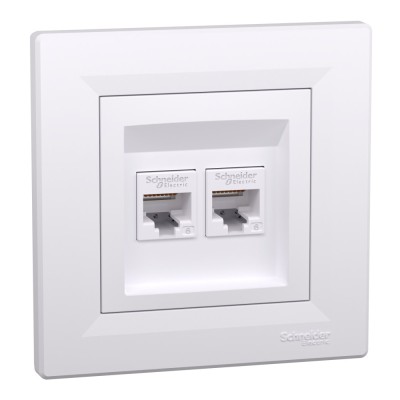 Priza RJ45 dubla UTP CAT6 Schneider Asfora alb EPH4800121 foto