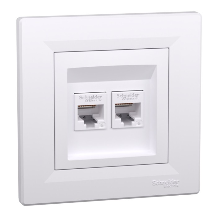 Priza RJ45 dubla UTP CAT6 Schneider Asfora alb EPH4800121