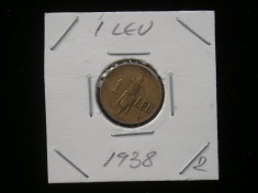 M1 C10 - Moneda foarte veche 27 - Romania - 1 leu 1938 foto