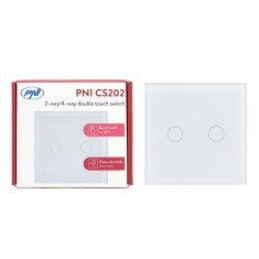 Resigilat : Intrerupator cap scara si cap cruce dublu cu touch PNI CS202 din sticl