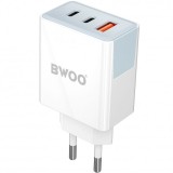 Incarcator Retea BWOO BO-CDA133, 40W, 3A, 1 x USB-A - 2 x USB-C, Alb, Universal