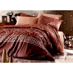 Lenjerie de pat pentru o persoana cu husa elastic pat si fata perna dreptunghiulara, Cleopatra, bumbac ranforce, gramaj tesatura 120 g/mp, multicolor