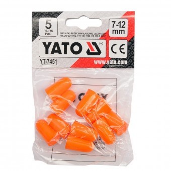 Set antifoane tip dop pentru urechi, Yato YT-7451, 5 perechi, 7-12mm foto