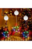 Set de 3 lumini de Crăciun colorate, lumini LED cu formă de stea, cu ventuze și c&acirc;rlige, alimentate cu baterii, iluminat creativ pentru ferestre, potr