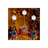 Set de 3 lumini de Crăciun colorate, lumini LED cu formă de stea, cu ventuze și c&acirc;rlige, alimentate cu baterii, iluminat creativ pentru ferestre, potr