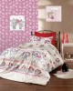 Lenjerie de pat matrimonial cu husa de perna dreptunghiulara, Kitty, bumbac ranforce, gramaj tesatura 120 g/mp, multicolor