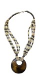 COLIER VINTAGE ETNIC TRIBAL, LUCRAT MANUAL DIN MĂRGELE OS NATURAL