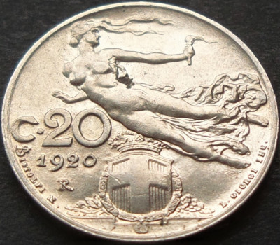 Moneda istorica 20 CENTESIMI - ITALIA, anul 1922 *cod 1546 B foto
