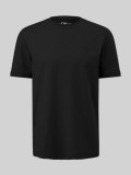 Tricou bărbați big size cu decolteu la baza g&acirc;tului și logo, din bumbac, Negru, 2XL