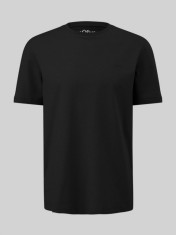 Tricou bărbați big size cu decolteu la baza g&amp;acirc;tului și logo, din bumbac, Negru, 2XL foto