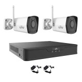 Sistem supraveghere video Wi-Fi 2 camere 2MP Smart IR 30m, Microfon, NVR 4 canale 4K, accesorii, Uniview