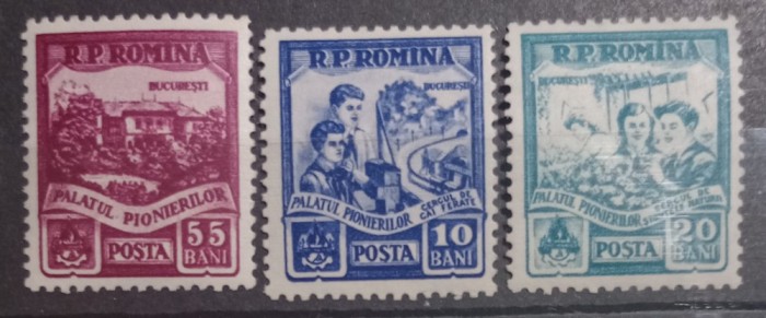 Romania 1955 Lp 390 Palatul pionerilor 3v nestampilate
