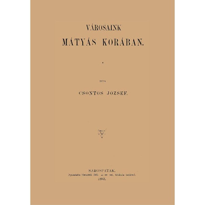 V&aacute;rosaink M&aacute;ty&aacute;s kor&aacute;ban - Csontos J&oacute;zsef