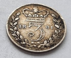 73. Moneda Marea Britanie 3 pence 1896 (Queen Victoria Young Head) - Argint foto