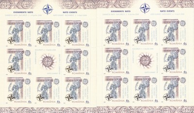 SUMMITUL NATA BUCURESTI,MINICOLI,FOLIO AUR ARGINT,2008,Lp.1798a,b,MNH **,ROMANIA foto