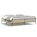 Cumpara ieftin Cadru de pat, stejar sonoma, 200x200cm, lemn prelucrat si metal