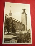 Ilustrata Stokholm -Primaria 1938 cu pereche 10 ore violet Suedia, Circulata, Fotografie