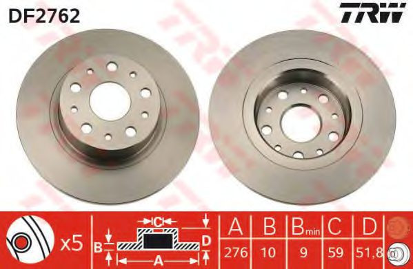 Disc frana ALFA ROMEO 166 (936) (1998 - 2007) TRW DF2762