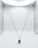 Cumpara ieftin Colier din Argint 925 cu Pandantiv Dreptunghiular Verde Smarald si Zirconiu, 42+3 cm, 1.85g
