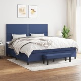 Cumpara ieftin Pat box spring cu saltea, albastru, 200x200 cm, textil