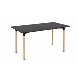 Masa de dining Leziter Verona 120 cm, neagra, 4 persoane, blat MDF, picioare fag