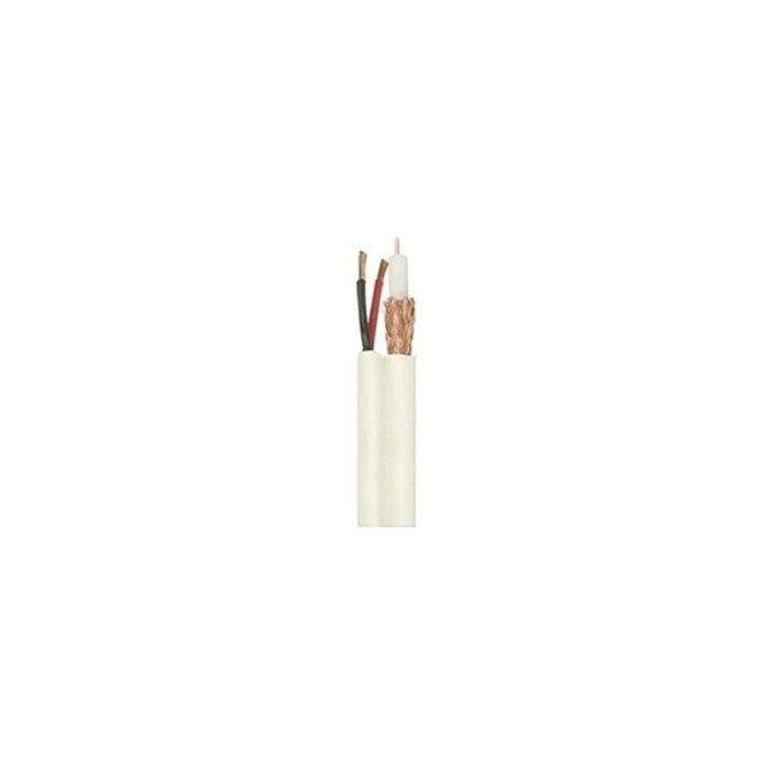 Cablu coaxial cu alimentare, elSales ELS-COAX-160, 2x0.5, lungime 1 metru, alb