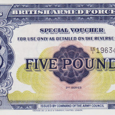 Bancnota Anglia (British Armed Forces) 5 Pounds (1958) - PM23 UNC ( Seria 2 )