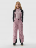 Pantaloni de schi cu bretele membrana 8000 pentru fete - roz, 4F Sportswear