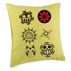 Perna Decorativa cu Naruto symbols, 40x40 cm, Verde, Husa Detasabila, Burduf foto