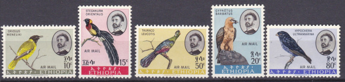 DB1 Fauna Pasari Etiopia 1963 5 v. MH urme sarniera