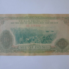 Rara! Vietnam Sud 10 Dong 1963 bancnota din imagini