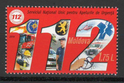 Moldova 2019 Mi 1077 MNH - Serviciul Unic pentru Apelurile de Urgență - 112 foto