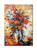 Cumpara ieftin Tablou vaza cu maci regali pictat manual living, dormitor, 60x40cm ulei pe panza in cutit efect 3D, Leo Covaci