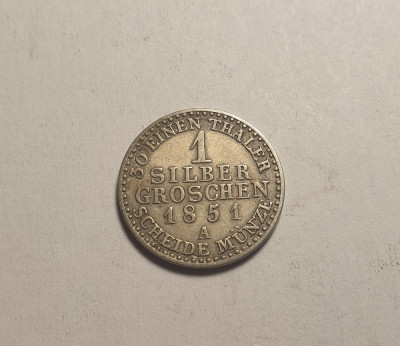 1 Silber Groschen 1851 A Frumos foto