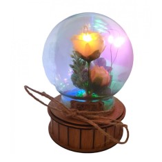 Aranjament floral cu Luminite si Muzicuta, Multicolor, 15 cm, MM9870