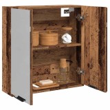 Dulap cu oglindă de baie lemn vechi 64x20x66,5 cm lemn de lemn