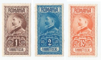 *Romania, lot 1144 cu 3 timbre fiscale generale, 1927, NG foto