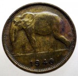 F.162 CONGO COLONIE BELGIANA ELEFANT 1 FRANC 1946, Africa, Alama