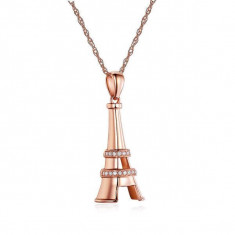 Pandantiv Borealy Aur Roz 14 K 0 1 Ct Natural Diamonds Eiffel Tower foto