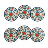 Set 6 suporturi de pahare, cadouri traditionale, Motive Florale broderie, MB450