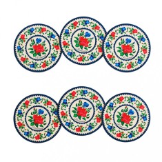 Set 6 suporturi de pahare, cadouri traditionale, Motive Florale broderie, MB450