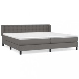 Cumpara ieftin Pat cu arcuri, cu saltea, gri, 200x200 cm, piele ecologica