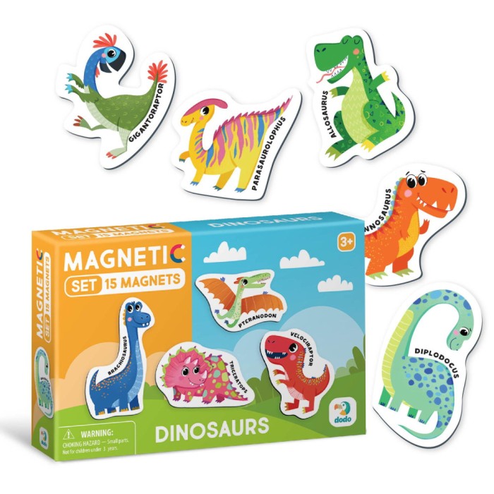 Set magneti cu dinozauri, 15 piese educative pentru copii 3+