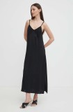 Sisley rochie culoarea negru, maxi, dreaptă