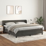 VidaXL Pat box spring cu saltea, gri &icirc;nchis, 180x200 cm, catifea