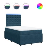 Cumpara ieftin Pat box spring cu saltea, albastru, 120x190 cm, catifea